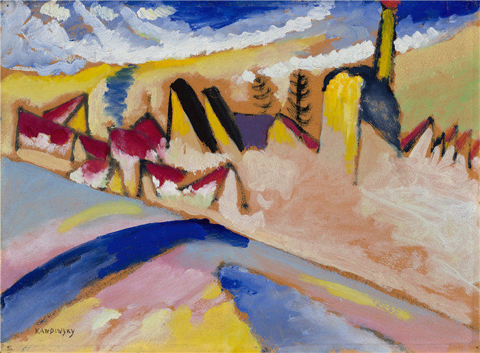 瓦西里·康定斯基(Wassily Kandinsky,俄罗斯画家)作品-研究“冬季第二号”(1911)