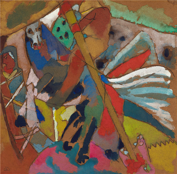 瓦西里·康定斯基(Wassily Kandinsky,俄罗斯画家)作品-圣乔治二世 (1911)