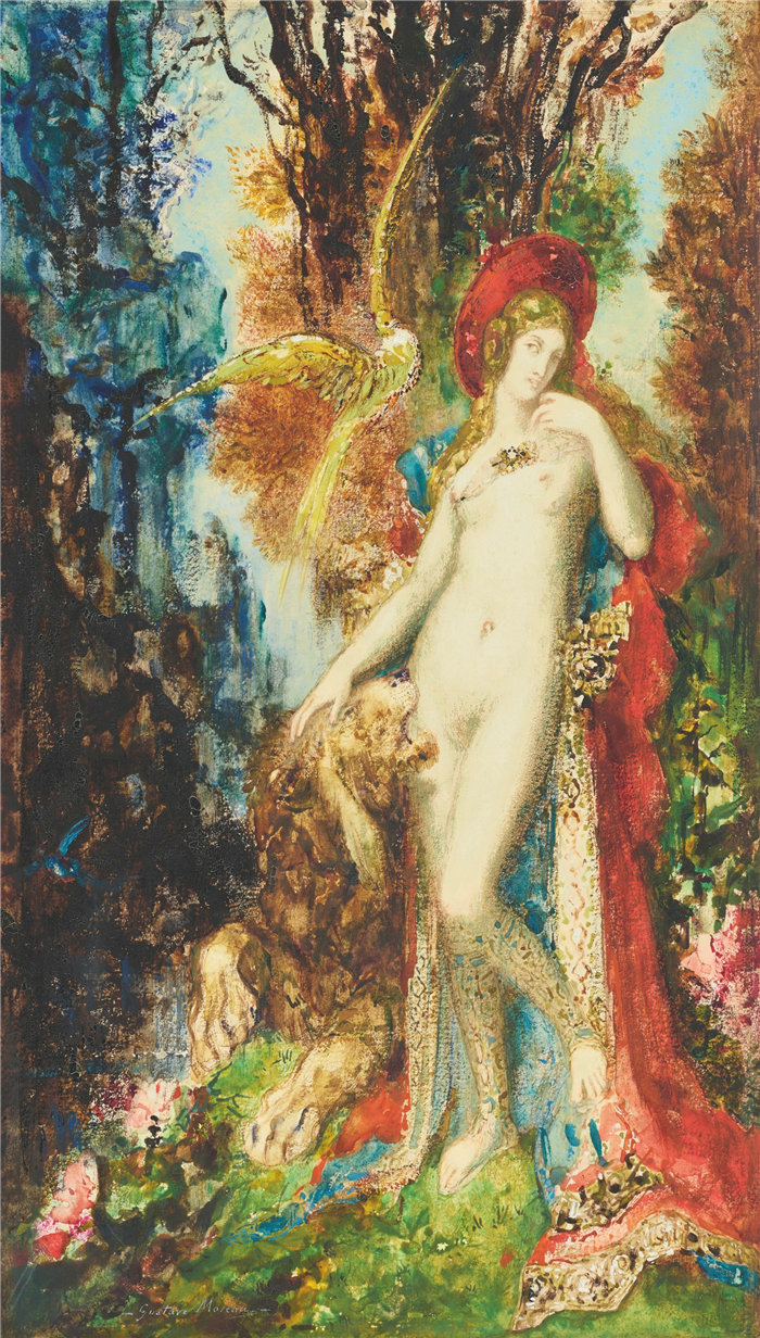 古斯塔夫·莫罗（Gustave Moreau，法国画家)-Le Lion amoureux（恋爱中的狮子）（约 1881 年）
