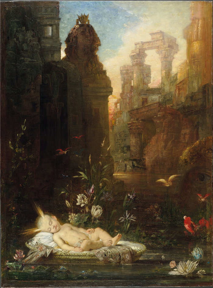 古斯塔夫·莫罗（Gustave Moreau，法国画家)-婴儿摩西（c. 1876-c. 1878）