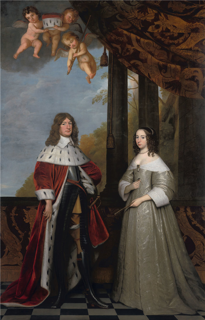 格里特·范·霍恩霍斯特(Gerrit van Honthorst,荷兰)-勃兰登堡选帝侯弗里德里希·威廉及其妻子奥兰治-拿骚伯爵夫人路易丝·亨丽埃特的肖像(1647 年)