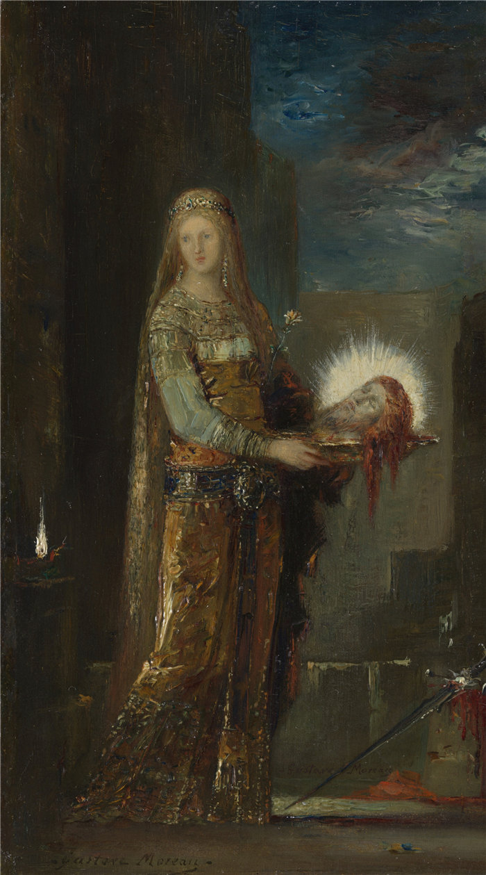 古斯塔夫·莫罗（Gustave Moreau，法国画家)-莎乐美与施洗约翰的头颅（约 1876 年）