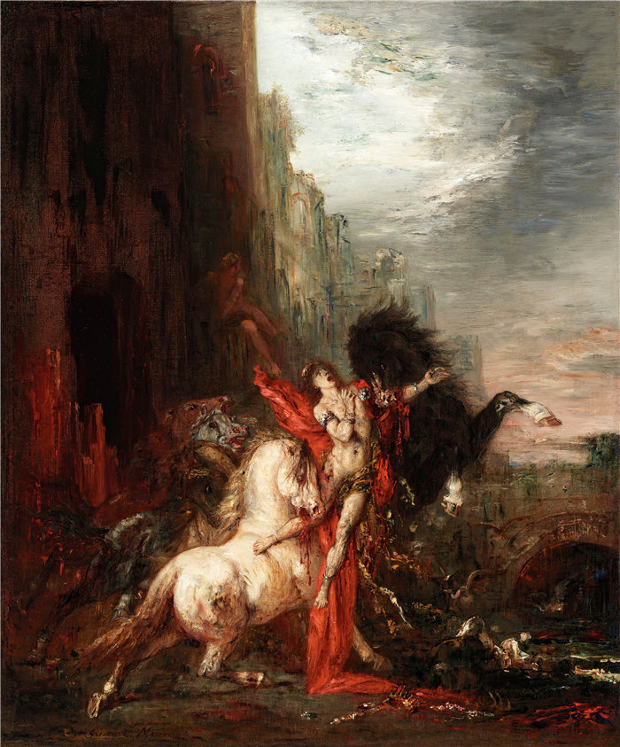 古斯塔夫·莫罗（Gustave Moreau，法国画家)-被马匹吞噬的狄俄墨得斯 (1865-1870)