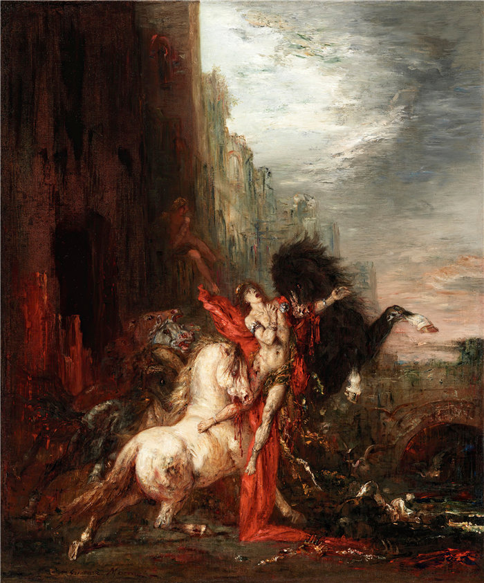 古斯塔夫·莫罗(Gustave Moreau,法国画家)-被马匹吞噬的狄俄墨得斯 (1865-1870)