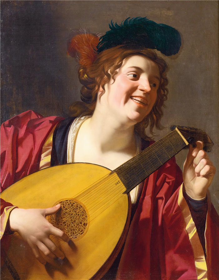 格里特·范·霍恩霍斯特（Gerrit van Honthorst，荷兰）-给琵琶调音的女人 (1624)