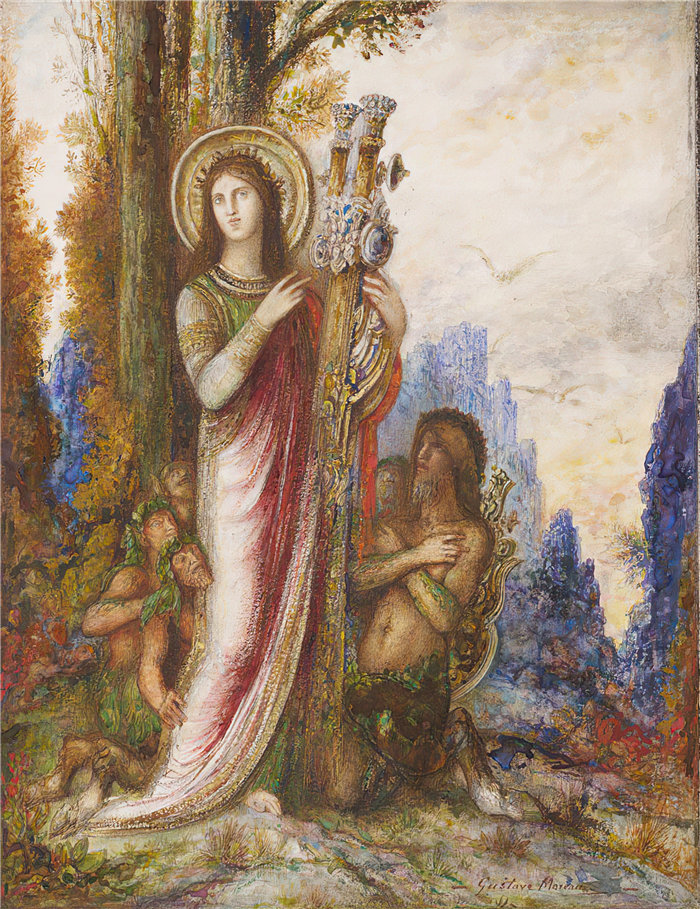 古斯塔夫·莫罗（Gustave Moreau，法国画家)-诗人与色狼（C. 1890-1895）