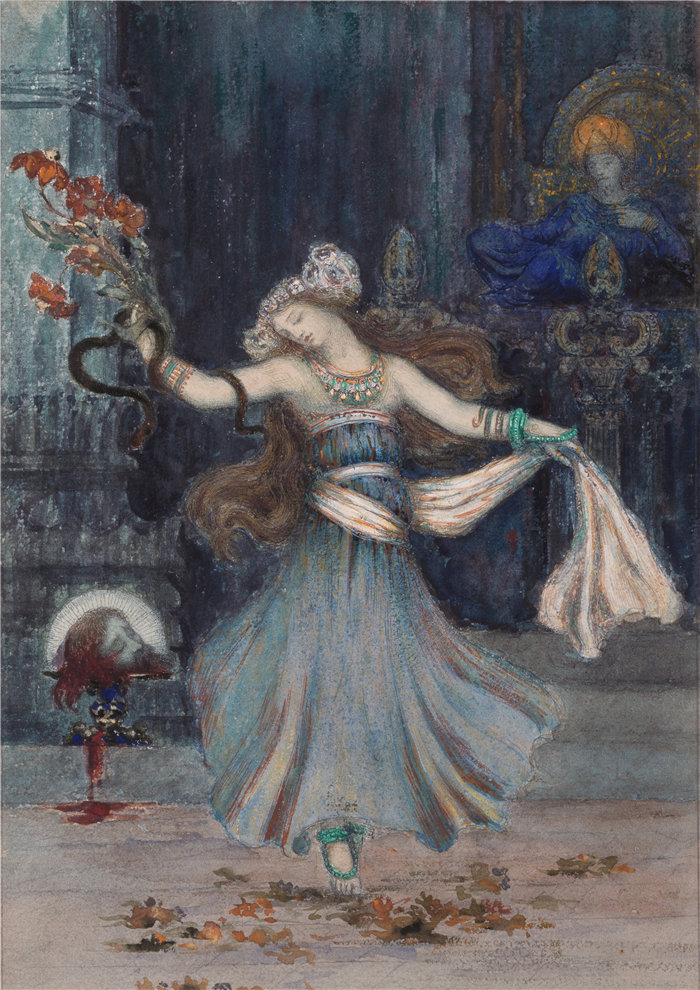 古斯塔夫·莫罗（Gustave Moreau，法国画家)-在施洗者圣约翰的头前跳舞的莎乐美（19 世纪中后期）