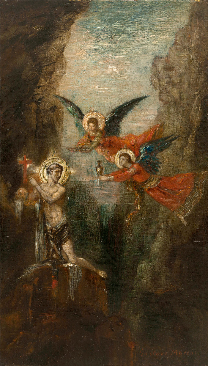 古斯塔夫·莫罗（Gustave Moreau，法国画家)-沙漠中的圣徒 (1879)