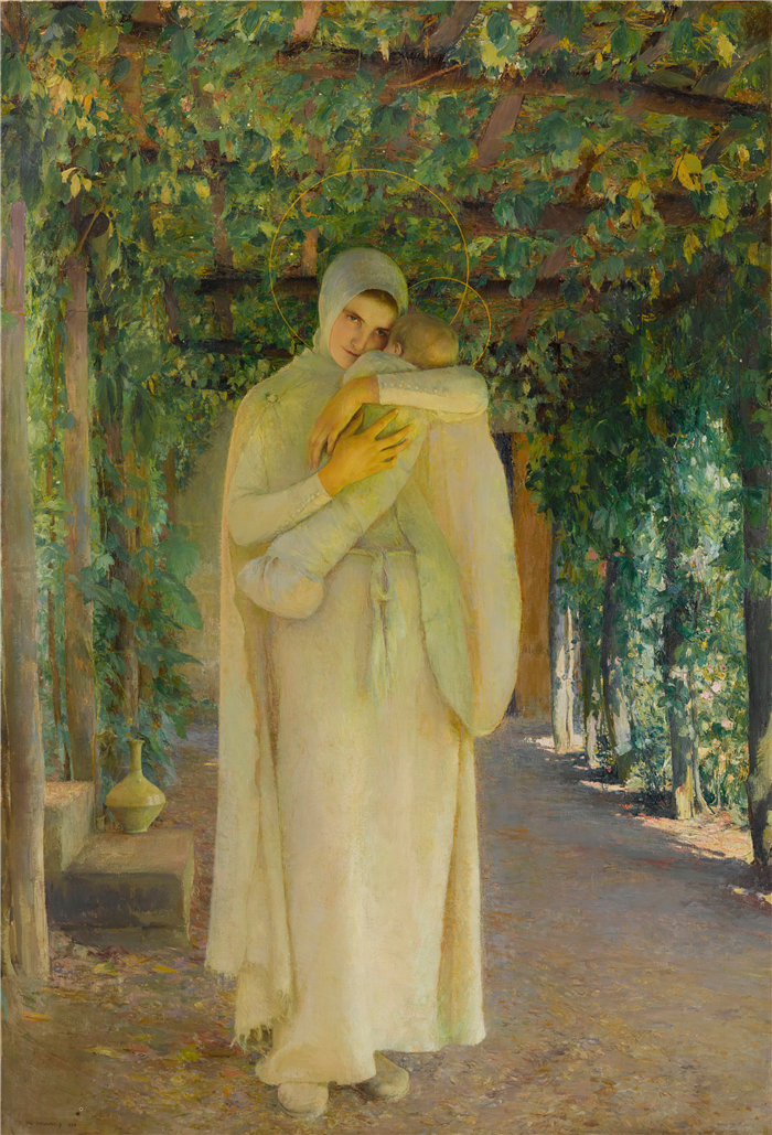 帕斯卡-阿道夫-让·达仰-布弗莱(Pascal-Adolphe-Jean Dagnan-Bouvere，法国)-Madone À La Treille (1888)