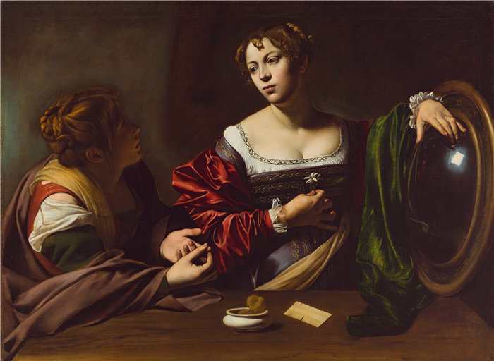 卡拉瓦乔（Caravaggio，意大利画家）-玛莎和抹大拉的玛利亚（约 1598 年）
