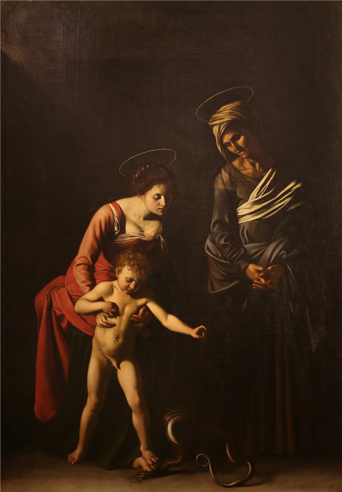卡拉瓦乔（Caravaggio，意大利画家）-圣母子与圣安妮 (1605-06)