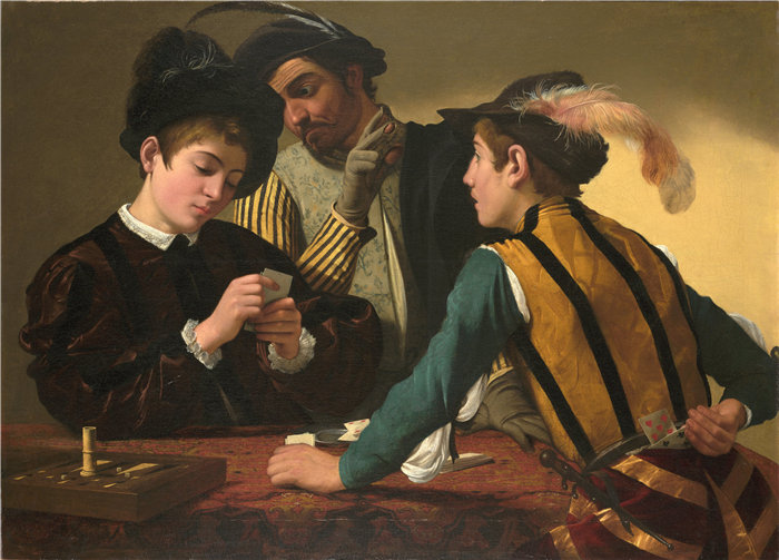 前100幅世界名画（九十五）-卡拉瓦乔（Caravaggio，意大利画家）-Cardsharps（约 1595 年）