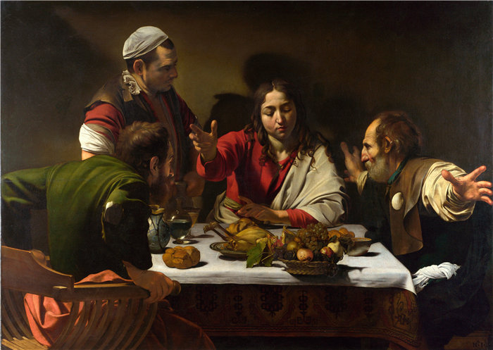 前100幅世界名画（九十）-卡拉瓦乔（Caravaggio，意大利画家）-以马忤斯的晚餐（约 1601 年）