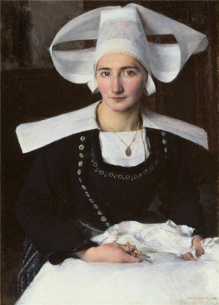 帕斯卡-阿道夫-让·达仰-布弗莱(Pascal-Adolphe-Jean Dagnan-Bouvere，法国)-布列塔尼的女人 (1886)