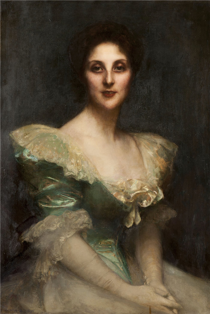 帕斯卡-阿道夫-让·达仰-布弗莱(Pascal-Adolphe-Jean Dagnan-Bouvere，法国)-范妮·特蕾莎·莱纳赫肖像（1896 年）