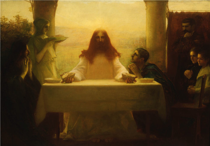 帕斯卡-阿道夫-让·达仰-布弗莱(Pascal-Adolphe-Jean Dagnan-Bouvere，法国)-基督和以马忤斯的朝圣者 (1898)