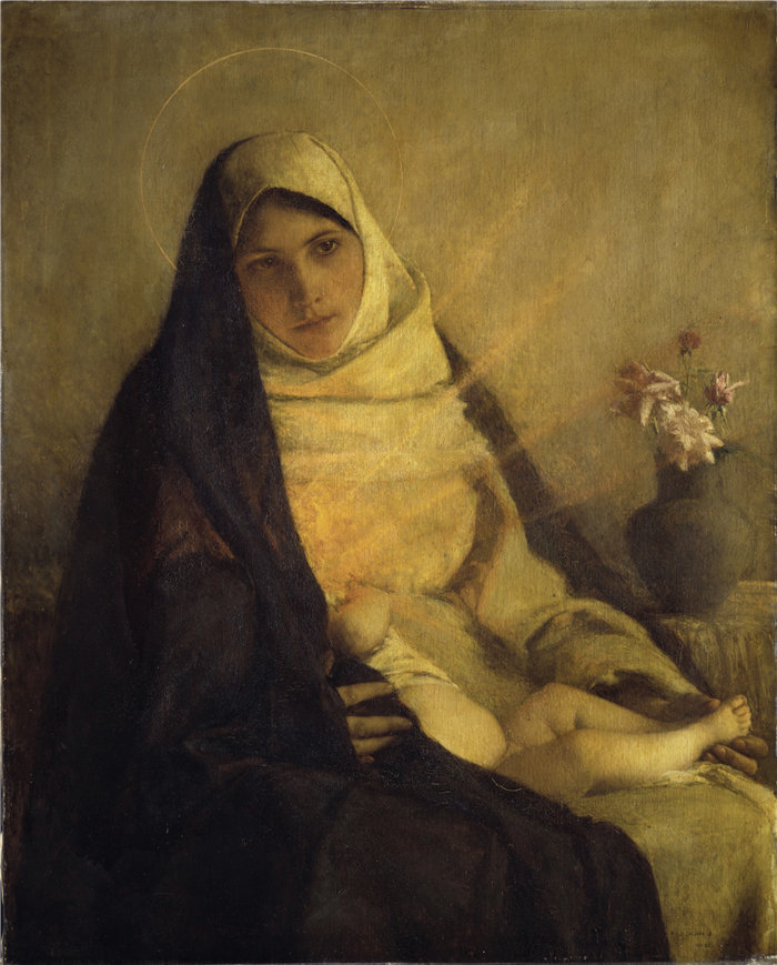 帕斯卡-阿道夫-让·达仰-布弗莱(Pascal-Adolphe-Jean Dagnan-Bouvere，法国)-玫瑰圣母 (1885)