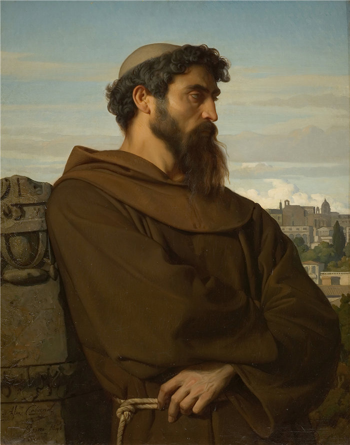 亚历山大·卡巴内尔（Alexandre Cabanel，法国画家）- Un penseur, jeune moine romain (1848)