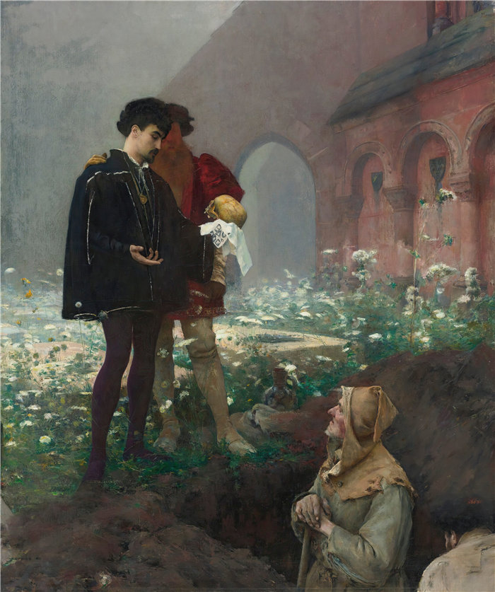 帕斯卡-阿道夫-让·达仰-布弗莱(Pascal-Adolphe-Jean Dagnan-Bouvere，法国)-哈姆雷特与福索耶尔 (1884)