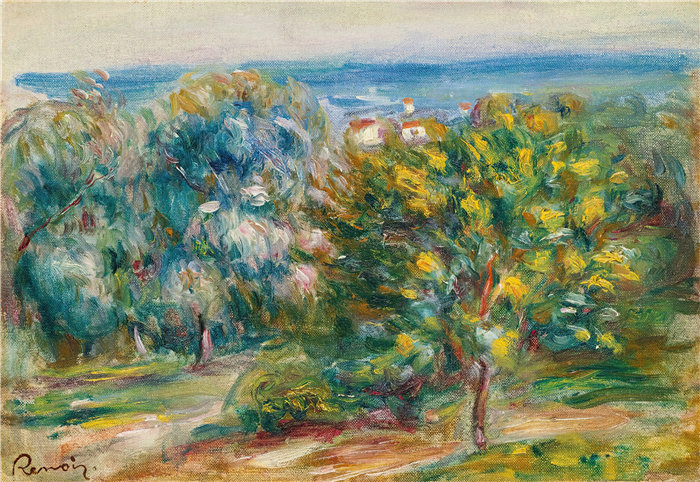 皮埃尔·奥古斯特·雷诺阿(Pierre-Auguste Renoir)–Ésquisse De Paysage Du Midi《南方风景区》 (1910)