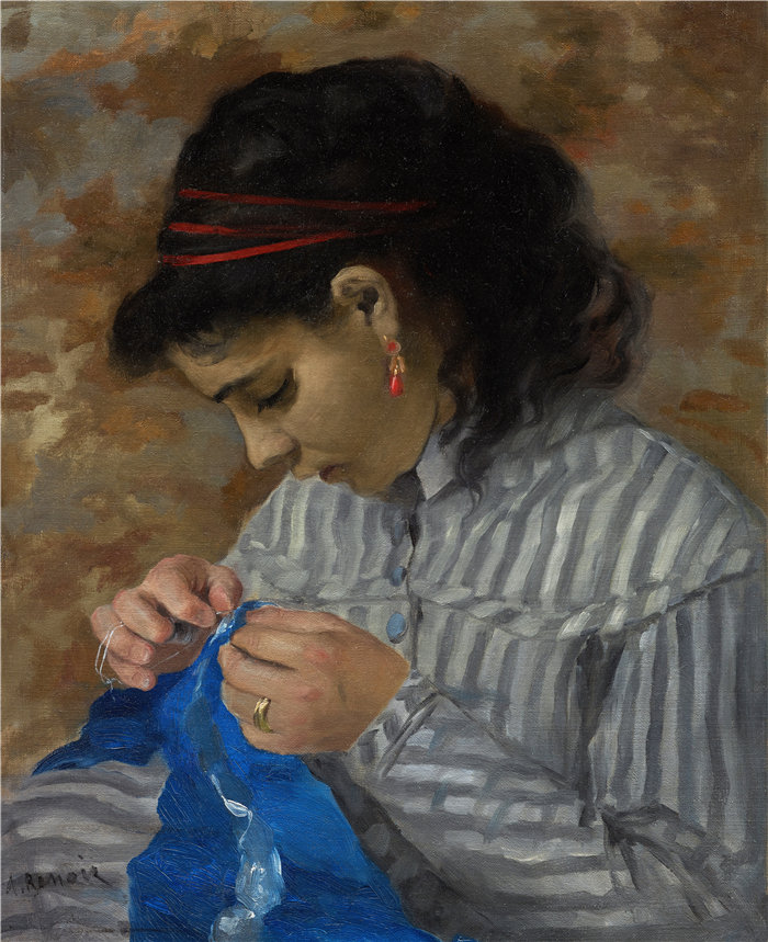 皮埃尔·奥古斯特·雷诺阿（Pierre-Auguste Renoir）作品 –Lise Sewing（缝纫）（约 1867–1868 年）