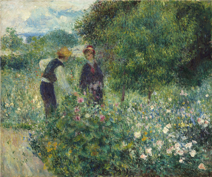 皮埃尔·奥古斯特·雷诺阿(Pierre-Auguste Renoir)作品 –采花 (1875)