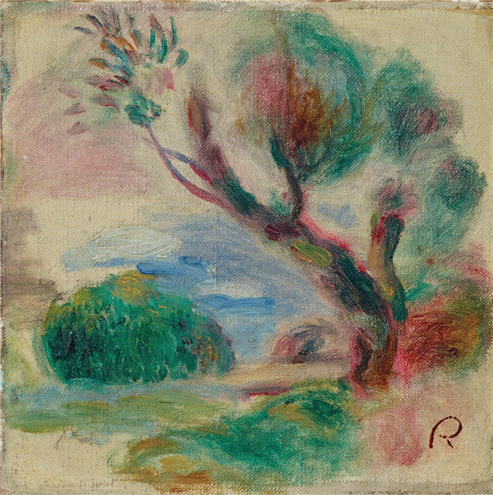 皮埃尔·奥古斯特·雷诺阿（Pierre-Auguste Renoir）–卡涅的树，远离大海(1896)