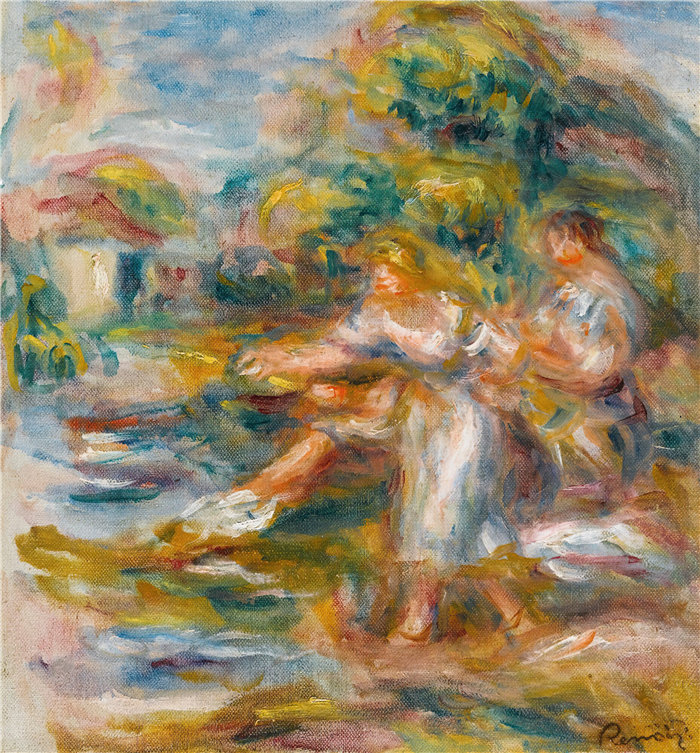 皮埃尔·奥古斯特·雷诺阿（Pierre-Auguste Renoir）作品 –Pêcheuses À La Ligne （垂钓者排队）(1917)