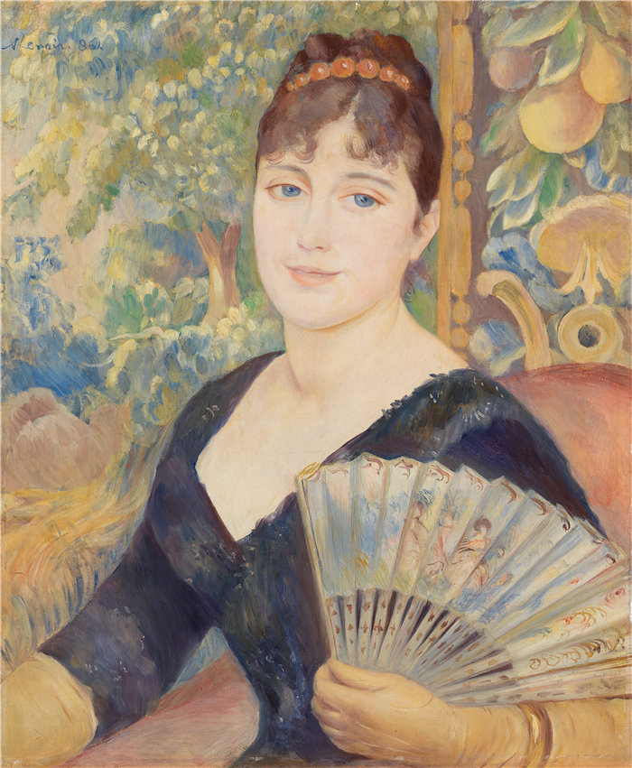 皮埃尔·奥古斯特·雷诺阿（Pierre-Auguste Renoir）作品 –带扇子的女人 (Femme à l'éventail) (1886)