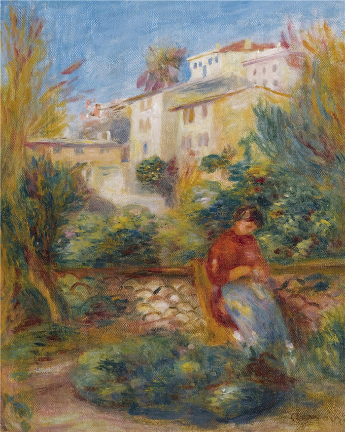皮埃尔·奥古斯特·雷诺阿（Pierre-Auguste Renoir）作品 –La Terrasse À Cagnes（卡涅斯的露台）（约 1908 年）