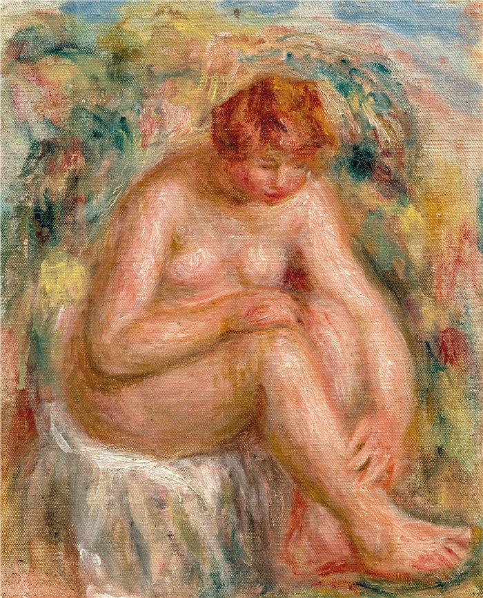 皮埃尔·奥古斯特·雷诺阿(Pierre-Auguste Renoir)作品 –Femme nue assise vue de trois-quarts(女人坐着)