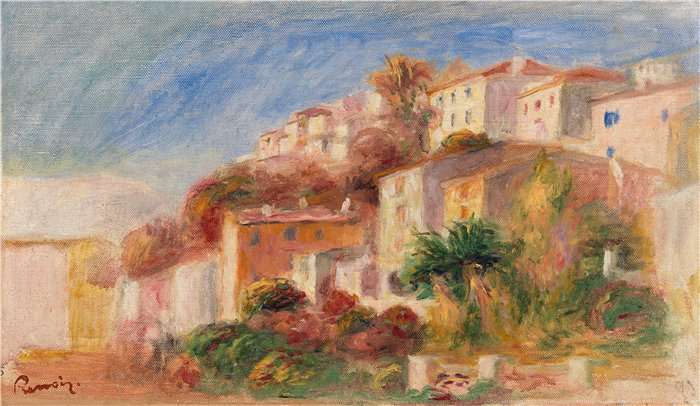 皮埃尔·奥古斯特·雷诺阿(Pierre-Auguste Renoir)作品 –从邮局花园看,卡涅(Cagnes 村 vu du jardin de la poste)(约 1908 年)