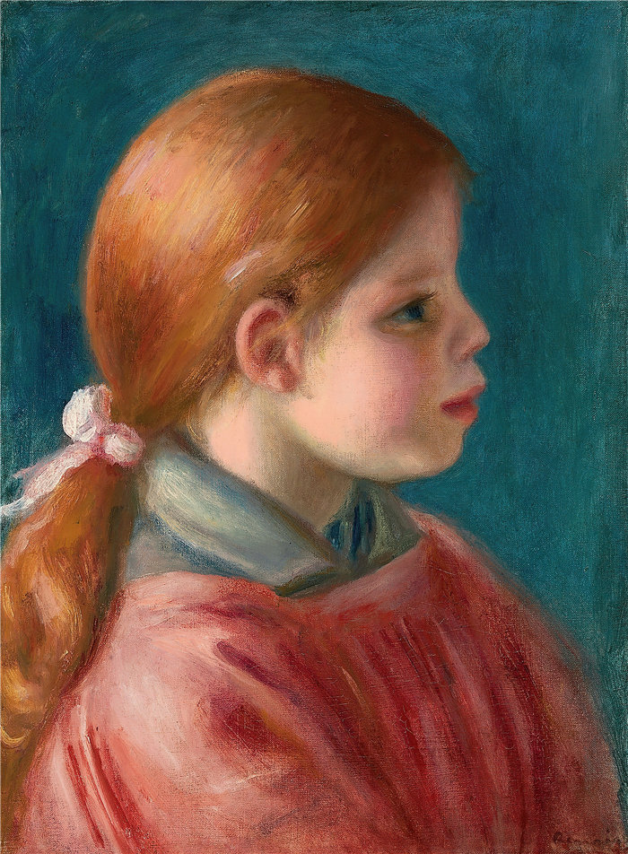 皮埃尔·奥古斯特·雷诺阿(Pierre-Auguste Renoir)作品 –Tête de jeune fille(少女头) (1888)
