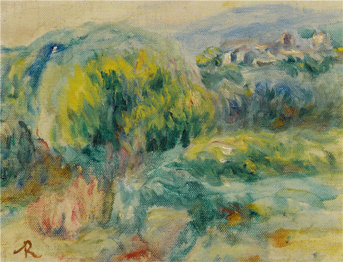 皮埃尔·奥古斯特·雷诺阿（Pierre-Auguste Renoir）作品 –Paysage aux Env​​irons de Cagnes-Sur-Mer（滨海卡涅斯的环境景观） (1912-13