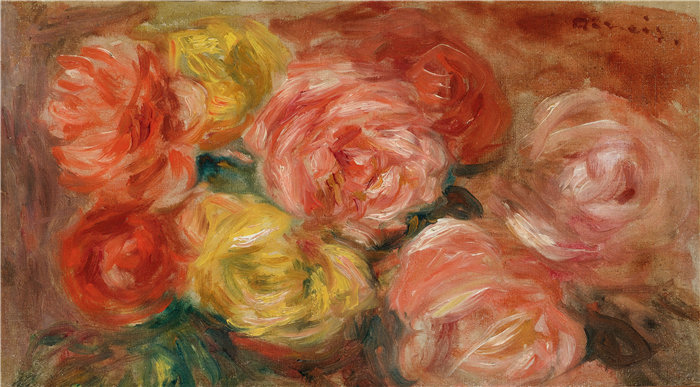 皮埃尔·奥古斯特·雷诺阿（Pierre-Auguste Renoir）作品 –Nature Morte Aux Roses（玫瑰静物） (1918)