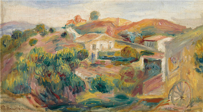 皮埃尔·奥古斯特·雷诺阿（Pierre-Auguste Renoir）作品 –Paysage Avec Maisons（带房屋的景观）（约 1911 年）