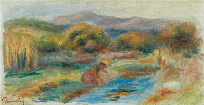 皮埃尔·奥古斯特·雷诺阿(Pierre-Auguste Renoir)作品 –Laveuse Dans Un Paysage(景观中的洗衣)(大约 1900-1910 年)
