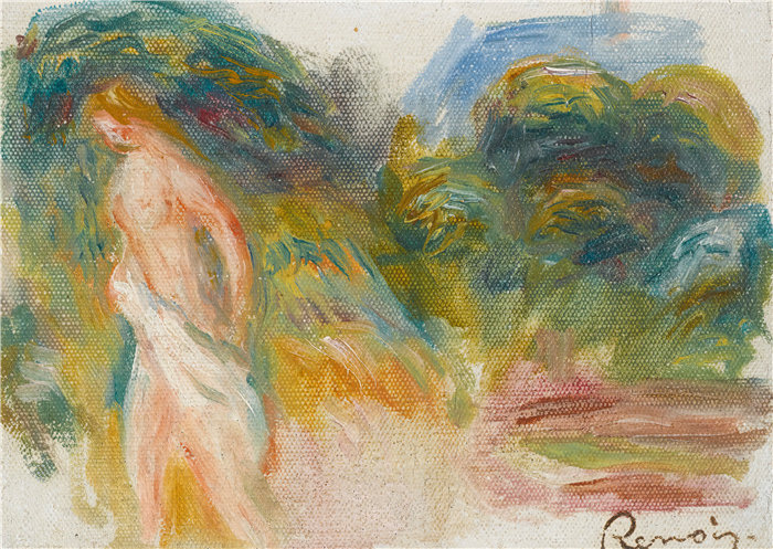 皮埃尔·奥古斯特·雷诺阿（Pierre-Auguste Renoir）作品 –Femme Nue Et Paysage（女人与风景）（大约 1907 年）