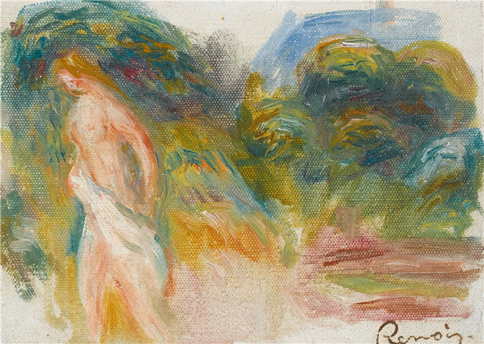皮埃尔·奥古斯特·雷诺阿(Pierre-Auguste Renoir)作品 –Femme Nue Et Paysage(女人与风景)(大约 1907 年)