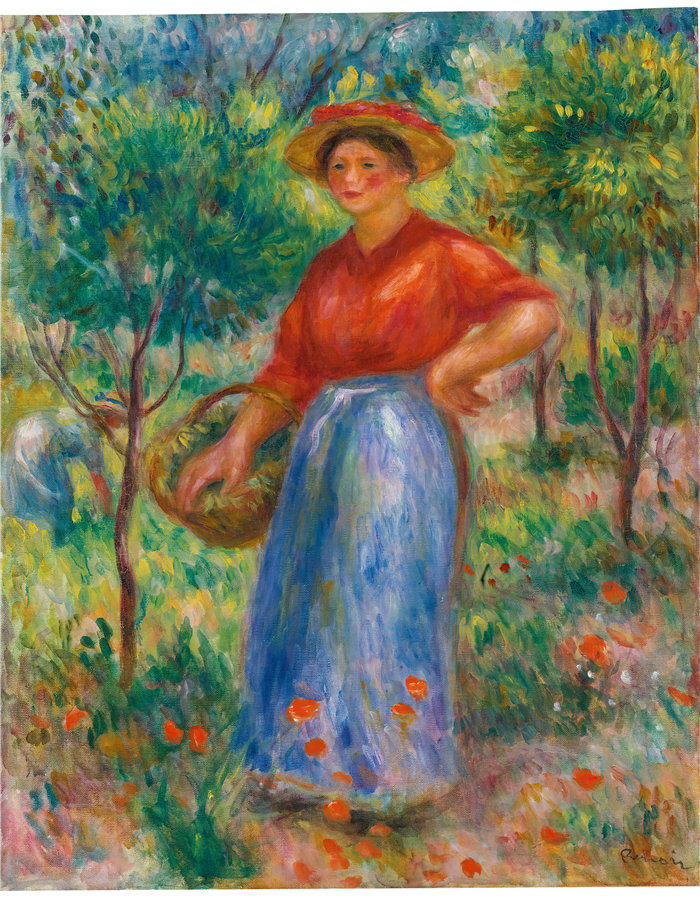 皮埃尔·奥古斯特·雷诺阿（Pierre-Auguste Renoir）作品 –Jeune Fille Au Panier (Gabrielle Au Jardin)（提篮子的女孩）
