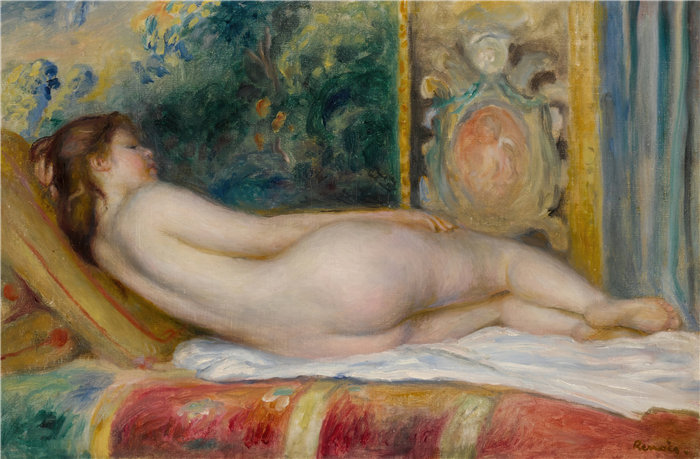 皮埃尔·奥古斯特·雷诺阿（Pierre-Auguste Renoir）作品 –Femme nue couchée（躺下的女人）（大约 1892 年）