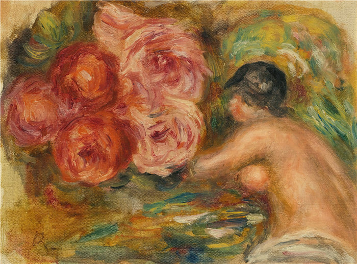 皮埃尔·奥古斯特·雷诺阿(Pierre-Auguste Renoir)作品 –Roses Et Étude De Gabrielle(玫瑰与加布里埃尔的研究) (1915)
