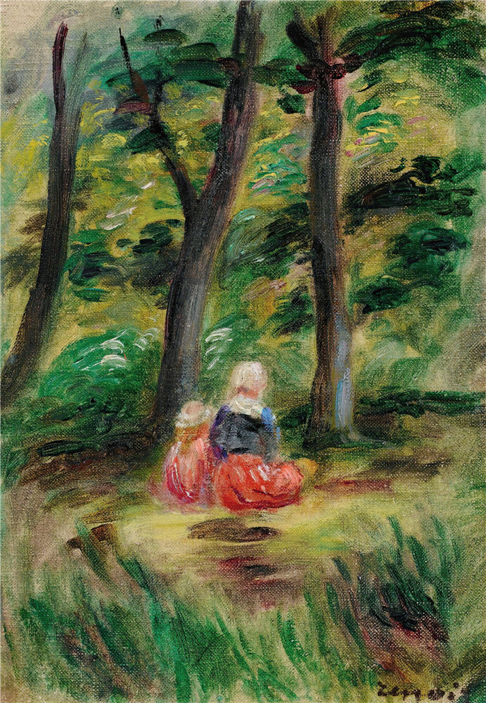 皮埃尔·奥古斯特·雷诺阿(Pierre-Auguste Renoir)作品 –Femme Et Enfant Dans Un Paysage(风景中的女人和孩子)