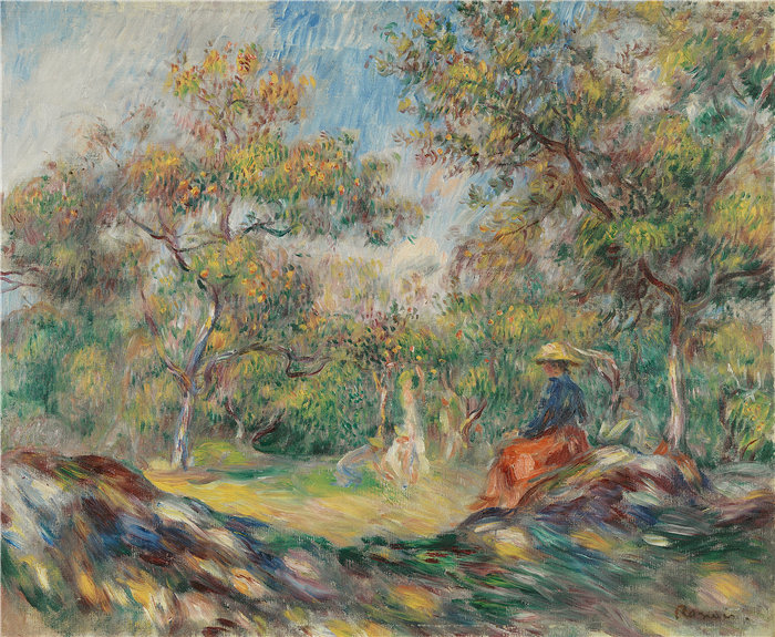 皮埃尔·奥古斯特·雷诺阿（Pierre-Auguste Renoir）作品 –Femme Dans Un Paysage（风景中的女人）