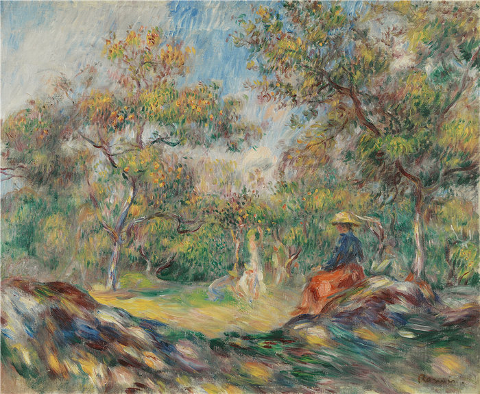 皮埃尔·奥古斯特·雷诺阿(Pierre-Auguste Renoir)作品 –Femme Dans Un Paysage(风景中的女人)