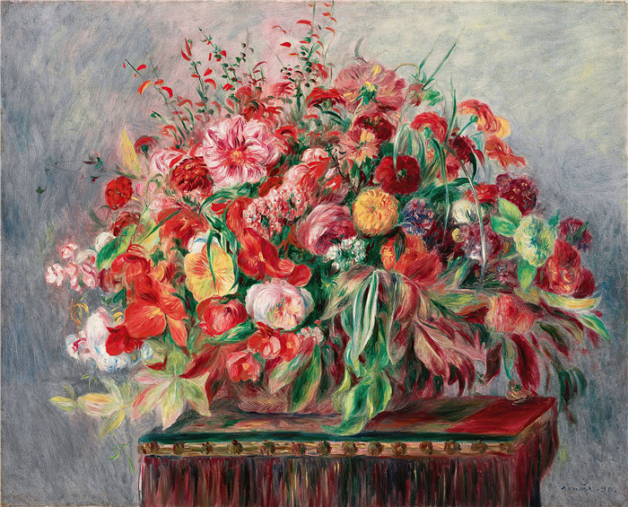 皮埃尔·奥古斯特·雷诺阿(Pierre-Auguste Renoir)–Corbeille de Fleurs《花篮》 (1890)