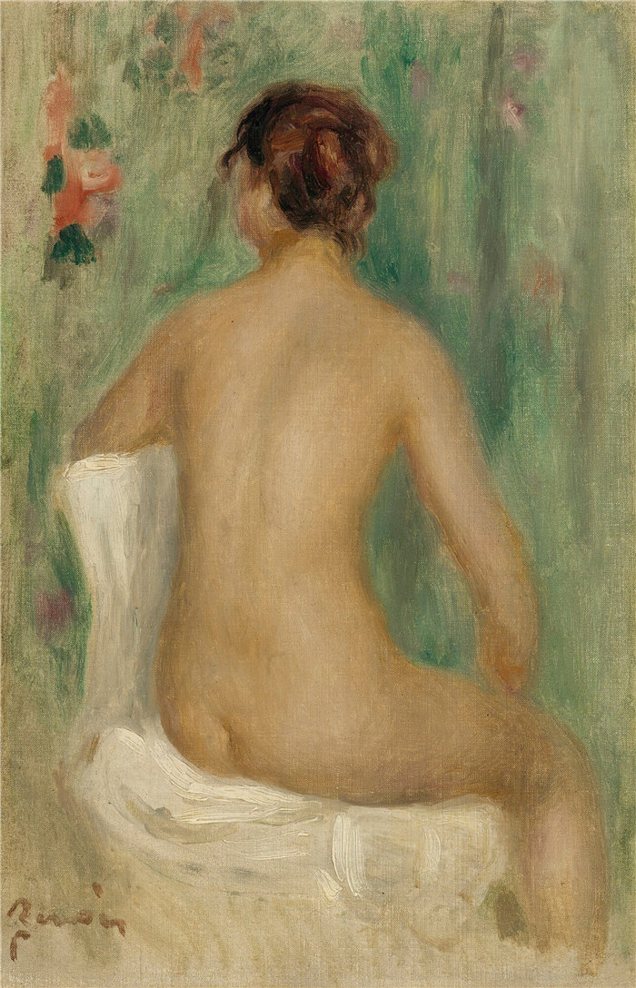 皮埃尔·奥古斯特·雷诺阿（Pierre-Auguste Renoir）作品 –Nu Assis, De Dos（坐着）（约 1895 年）
