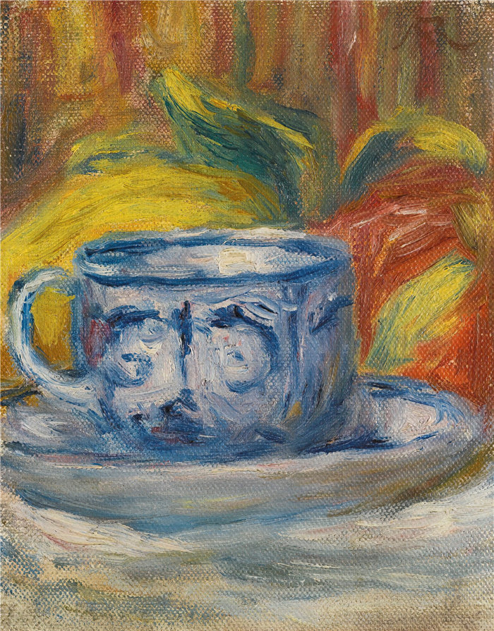 皮埃尔·奥古斯特·雷诺阿(Pierre-Auguste Renoir)作品 –Tasse Et Fruits(杯子和水果)(约 1910 年)