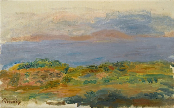 皮埃尔·奥古斯特·雷诺阿(Pierre-Auguste Renoir)作品 –Falaise Verte Et Mer (1898)