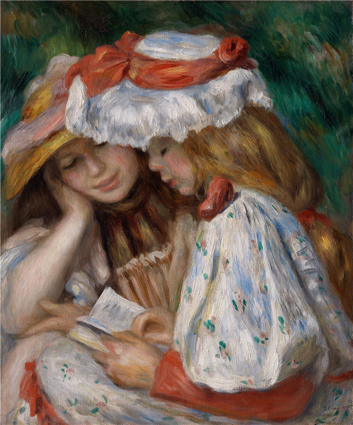 皮埃尔·奥古斯特·雷诺阿(Pierre-Auguste Renoir)作品 –两个女孩阅读(c. 1890-1891)